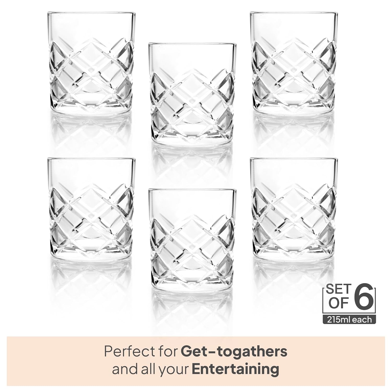 Unity Whiskey Rocks Glass Set of 6 Pcs, 325ML