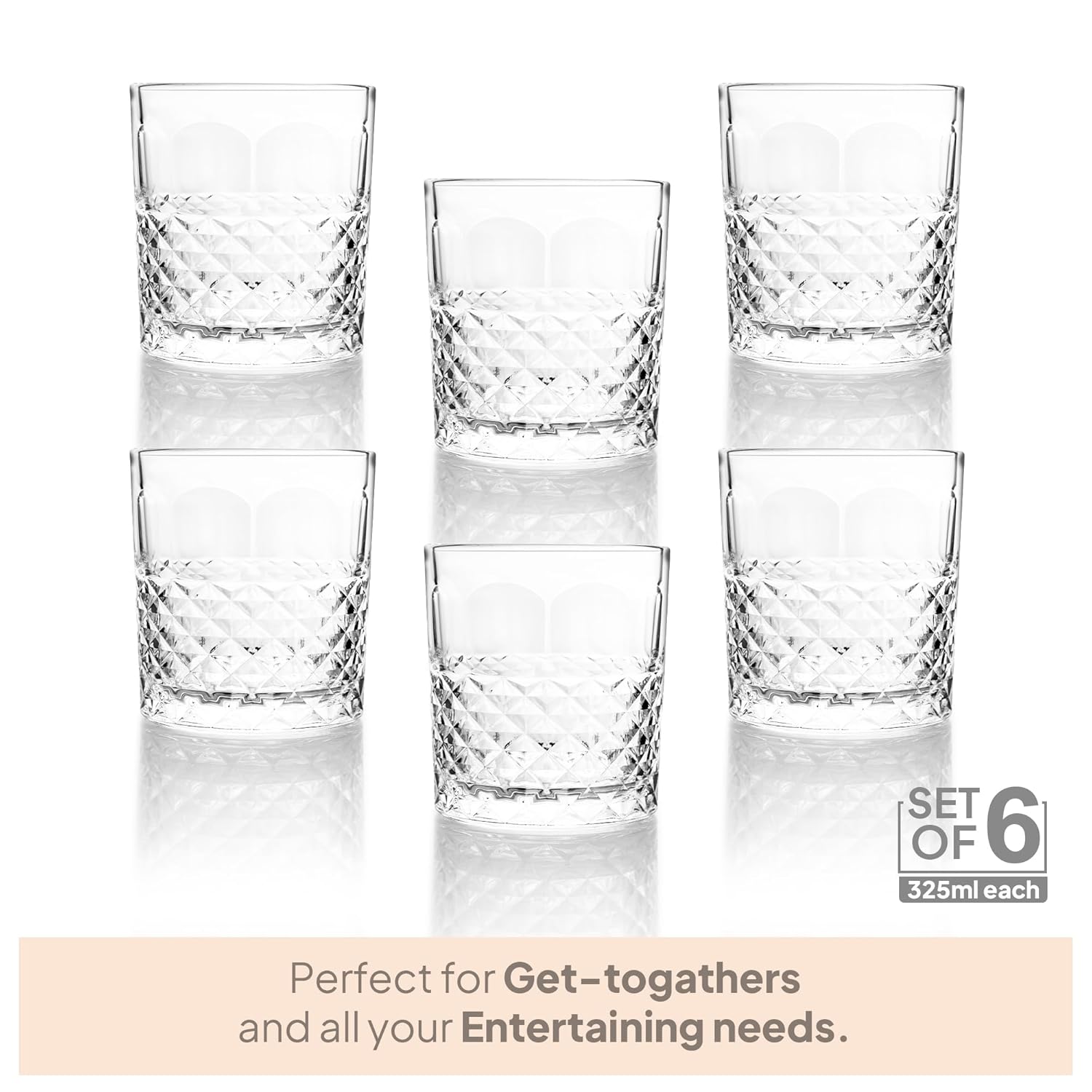 Unity Whiskey Rocks Glass Set of 6 Pcs, 325 ml